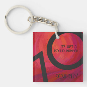 Red 70 Decade Birthday Keychain