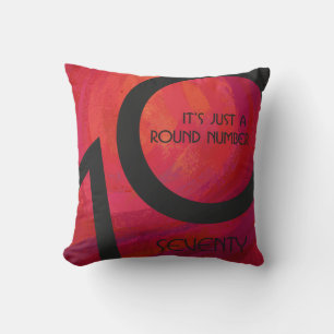Red 70 Decade Birthday Throw Pillow