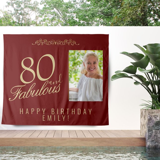 Red 80 and Fabulous Birthday Photo Backdrop Tapestry (Creator Uploaded)