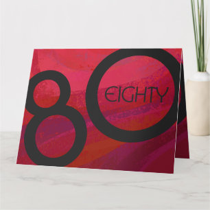 Red 80 Decade Birthday Card
