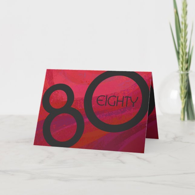 Red 80 Decade Birthday Card (Front)