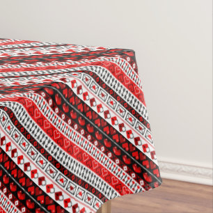 Red 8 Bit Love Hearts Tablecloth