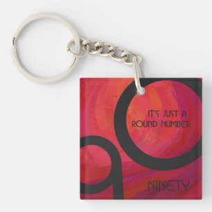Red 90 Decade Birthday Keychain