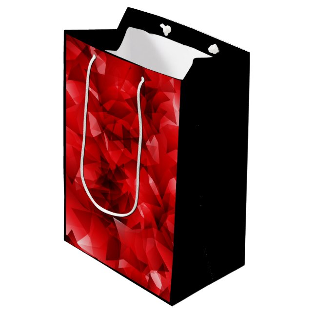 Red Abstract Crystal Birthday Custom Text Medium Gift Bag (Front Angled)