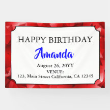 Red Abstract Crystal Design Birthday Custom Text