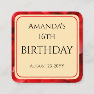 Red Abstract Crystal Design Birthday Custom Text Enclosure Card