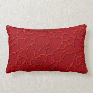 Red abstract design on burgundy background. lumbar pillow