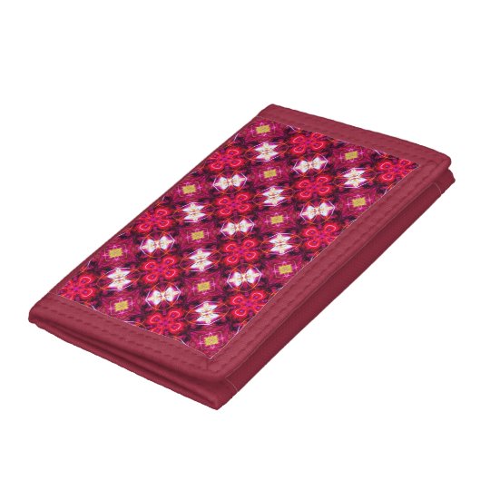 Red Abstract Floral Pattern Tri-fold Wallet