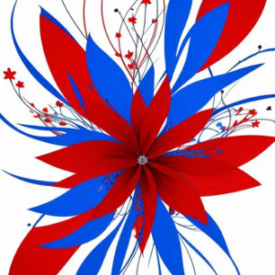 Red Abstract Flower  Throw Pillow