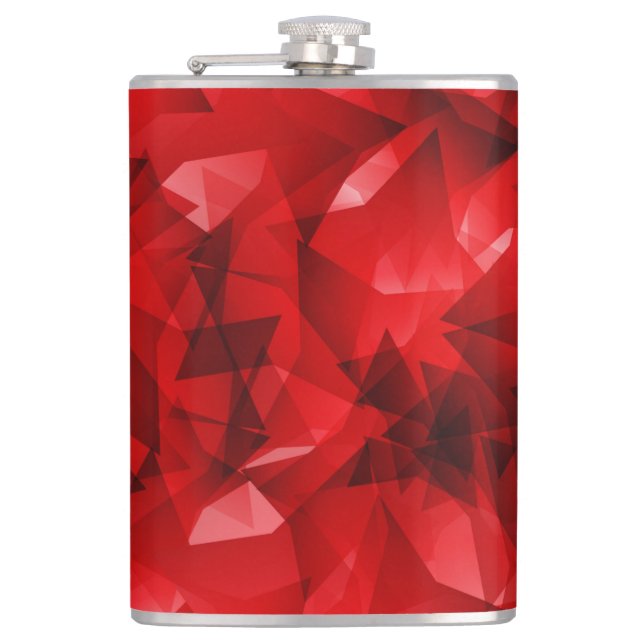 Red Abstract Geometric Background-51083 Hip Flask (Front)