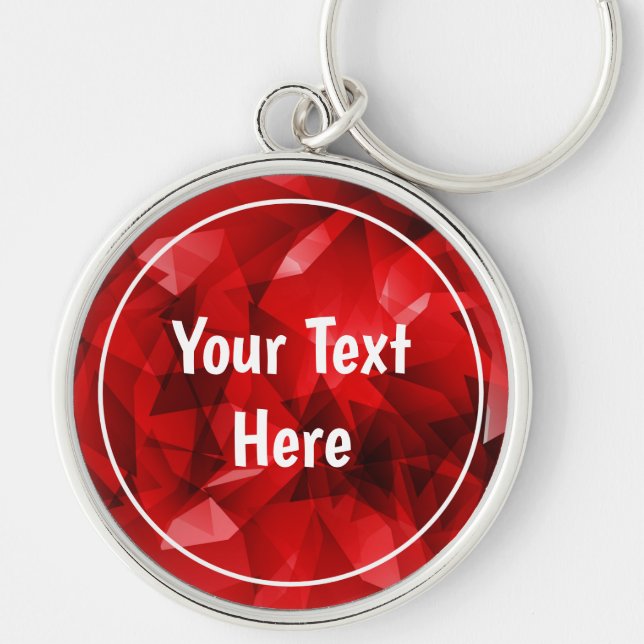 Red Abstract Geometric Crystal Background Keychain (Front)
