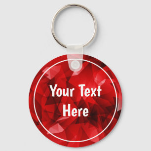 Red Abstract Geometric Crystal Background Keychain