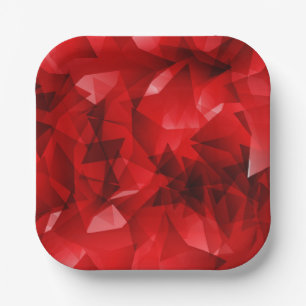 Red Abstract Geometric Crystal Background Paper Plate