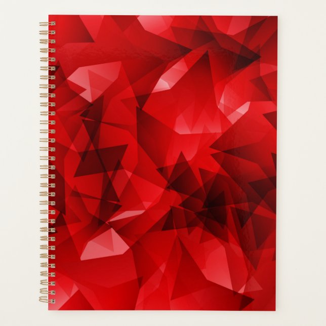 Red Abstract Geometric Crystal Background Planner (Front)