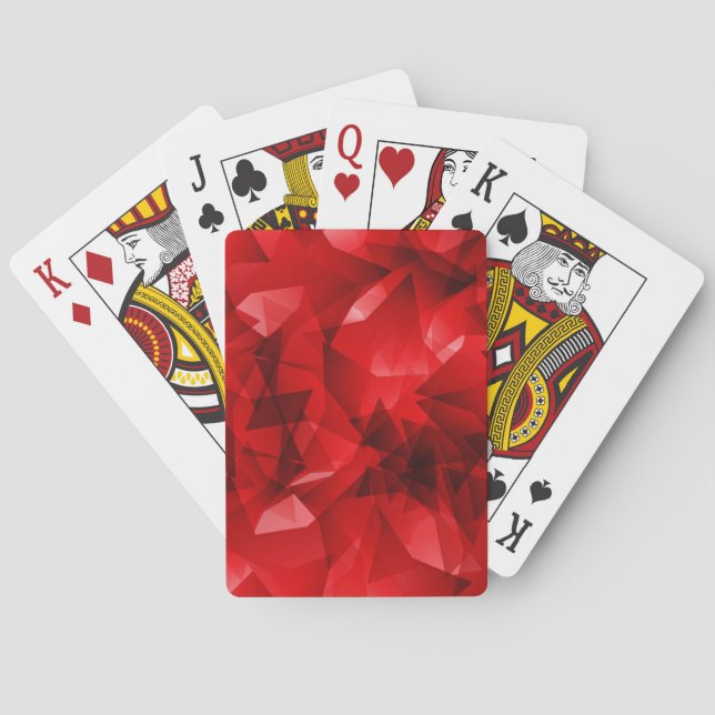 Red Abstract Geometric Crystal Background Playing Cards (Back)