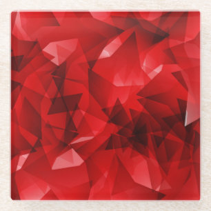 Red Abstract Geometric Design-51083 Glass Coaster