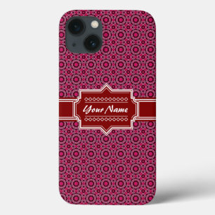Red Abstract Geometric Pattern Personalized iPhone 13 Case