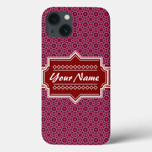 Red Abstract Geometric Pattern Personalized iPhone 13 Case