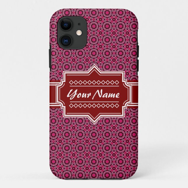Red Abstract Geometric Pattern Personalized Case-Mate iPhone Case (Back)