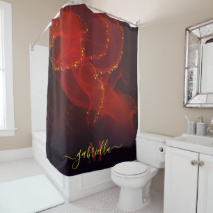 Red Abstract Gold Glitter