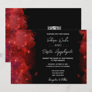 Red Abstract Ink Wedding Invitation