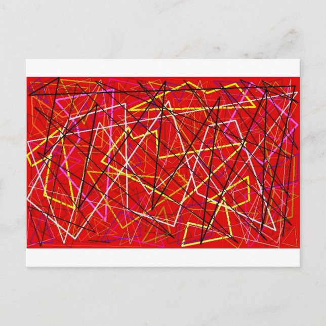 Red abstract lines postcard (Front)