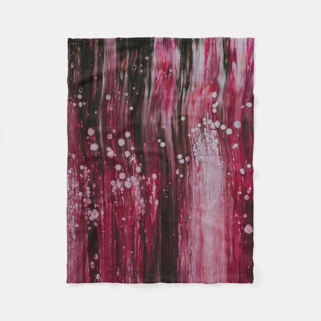 Red abstract painting fleece blanket (Front)