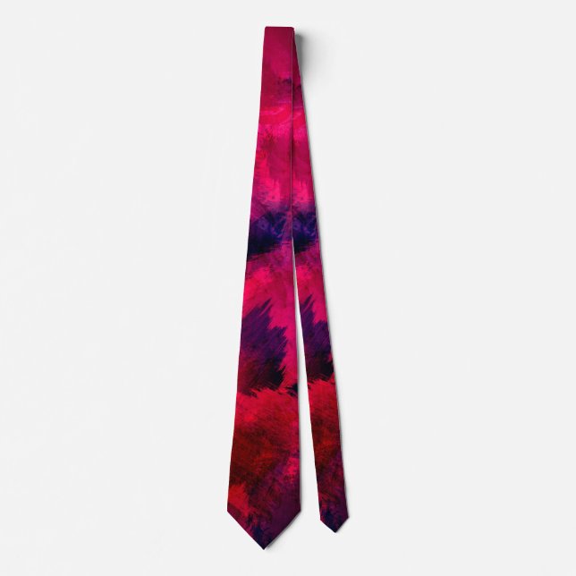 Red Abstract Painting Pattern Tie (Front)