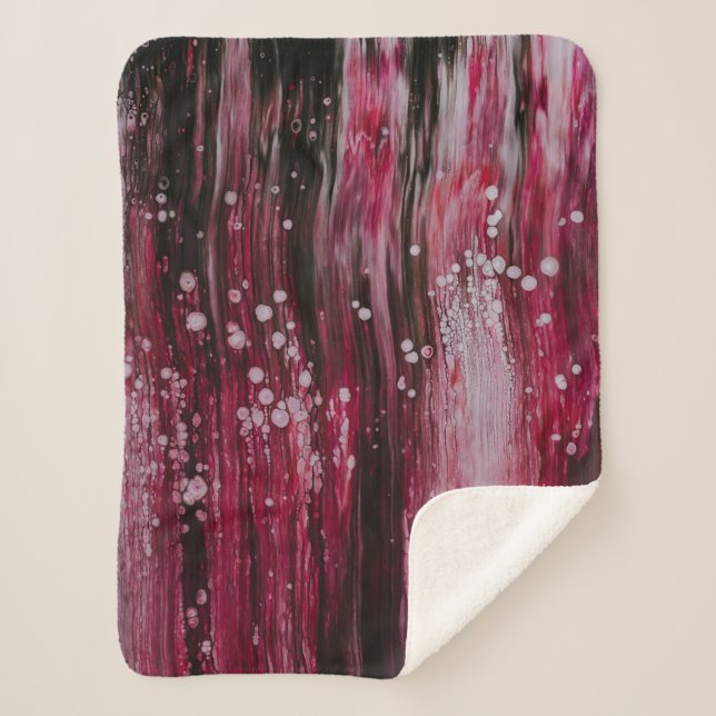 Red abstract painting sherpa blanket (Front)