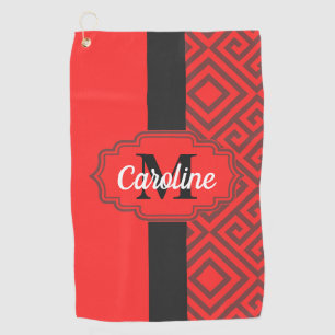 Red Abstract Pattern Golf Towel