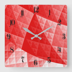 Red abstract pattern square wall clock