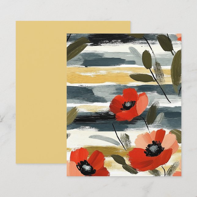 Red Abstract Poppy Floral Scrapbook Paper (Front/Back)