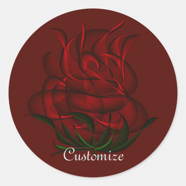 Red Abstract Red Rose Stickers (Front)