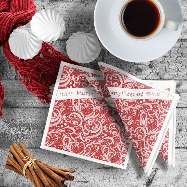 Red Abstract Snowflake Pattern#10 ID1009 Napkin (Creator Uploaded)