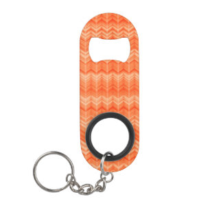 Red abstract zigzag textile pattern keychain bottle opener