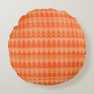 Red abstract zigzag textile pattern round pillow