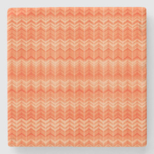 Red abstract zigzag textile pattern stone coaster