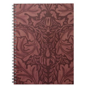 Red Acanthus Leaves (by William Morris) Notebook