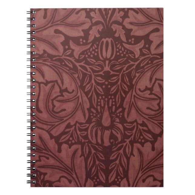 Red Acanthus Leaves (by William Morris) Notebook (Front)