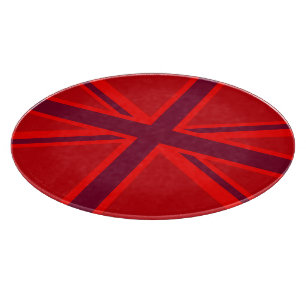 Red Accent Union Jack Design Cutting Board
