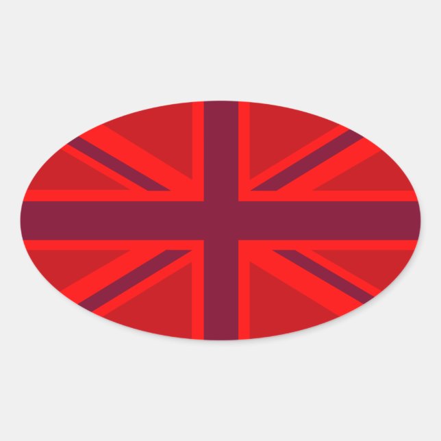 Red Accent Union Jack Design Oval Sticker (Front)