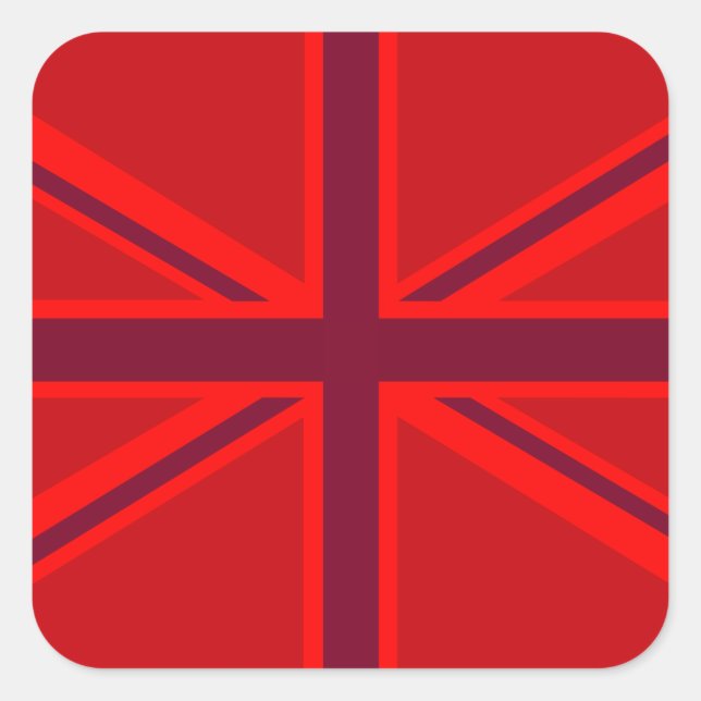 Red Accent Union Jack Design Square Sticker (Front)