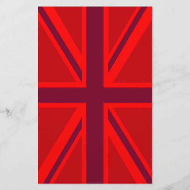 Red Accent Union Jack Design Stationery (Front)
