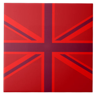 Red Accent Union Jack Design Tile
