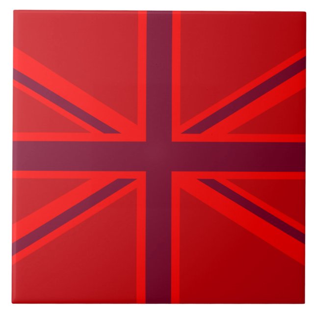 Red Accent Union Jack Design Tile (Front)