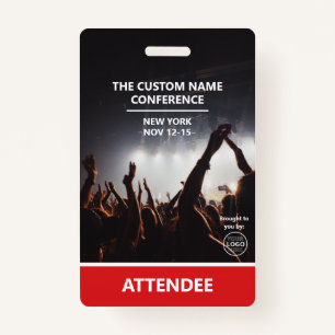 Red Access Pass Logo QR Code Attendee Conference Badge