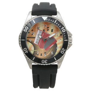 Red Accordion Abstract Design Watch