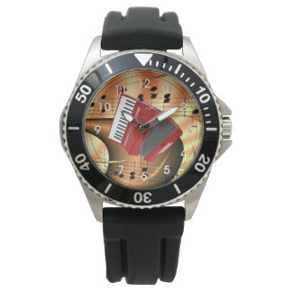 Red Accordion Abstract Design Watch