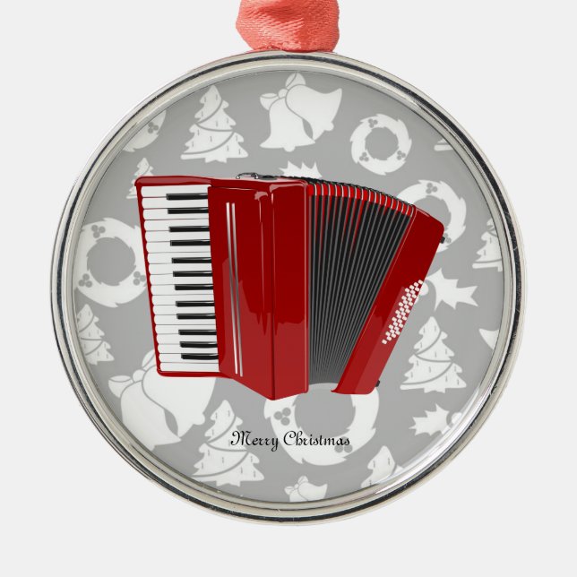 Red Accordion Christmas Ornament (Front)