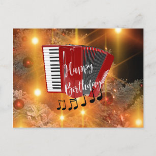 Red Accordion, Happy Birthday greetings Postcard